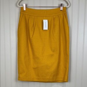 NWT Banana Republic Mustard Yellow Pencil Pocket Texture High Waist Skirt Size 2